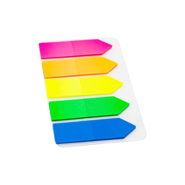 Encontraproduto.com.br - Marcador Pagina Adesivo Seta 12x44mm 5 Cores Neon 100 Folhas Keep - EI024 EI024