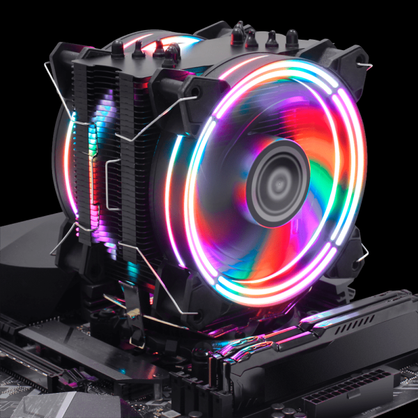 Encontraproduto.com.br - Cooler Para Processador Multilaser Warrior Duncan Dual Rgb 120Mm - Ga186