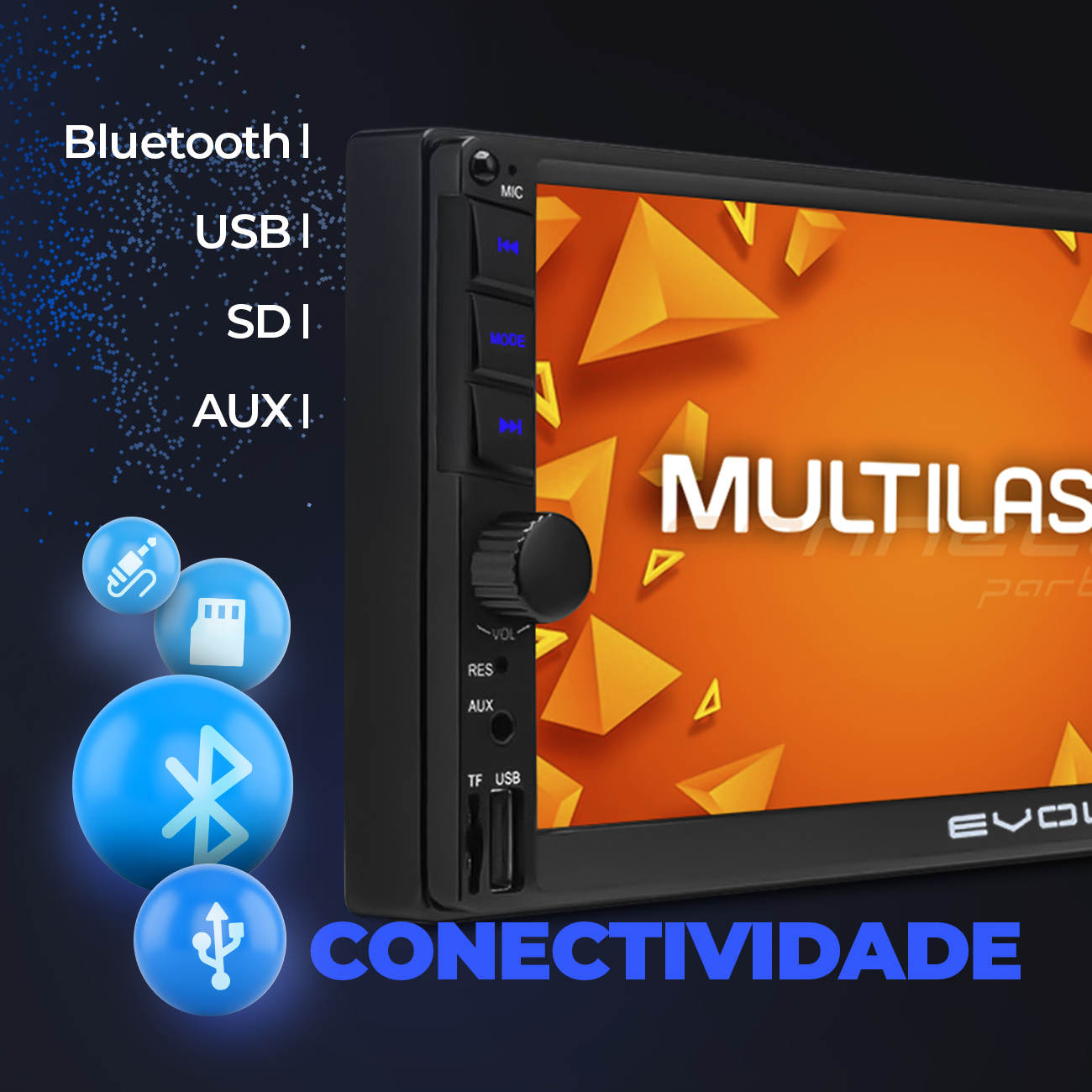 Encontraproduto.com.br - Multimídia Evolve Com Espelhamento iOS Android 7pol. Capacitiva - GP348