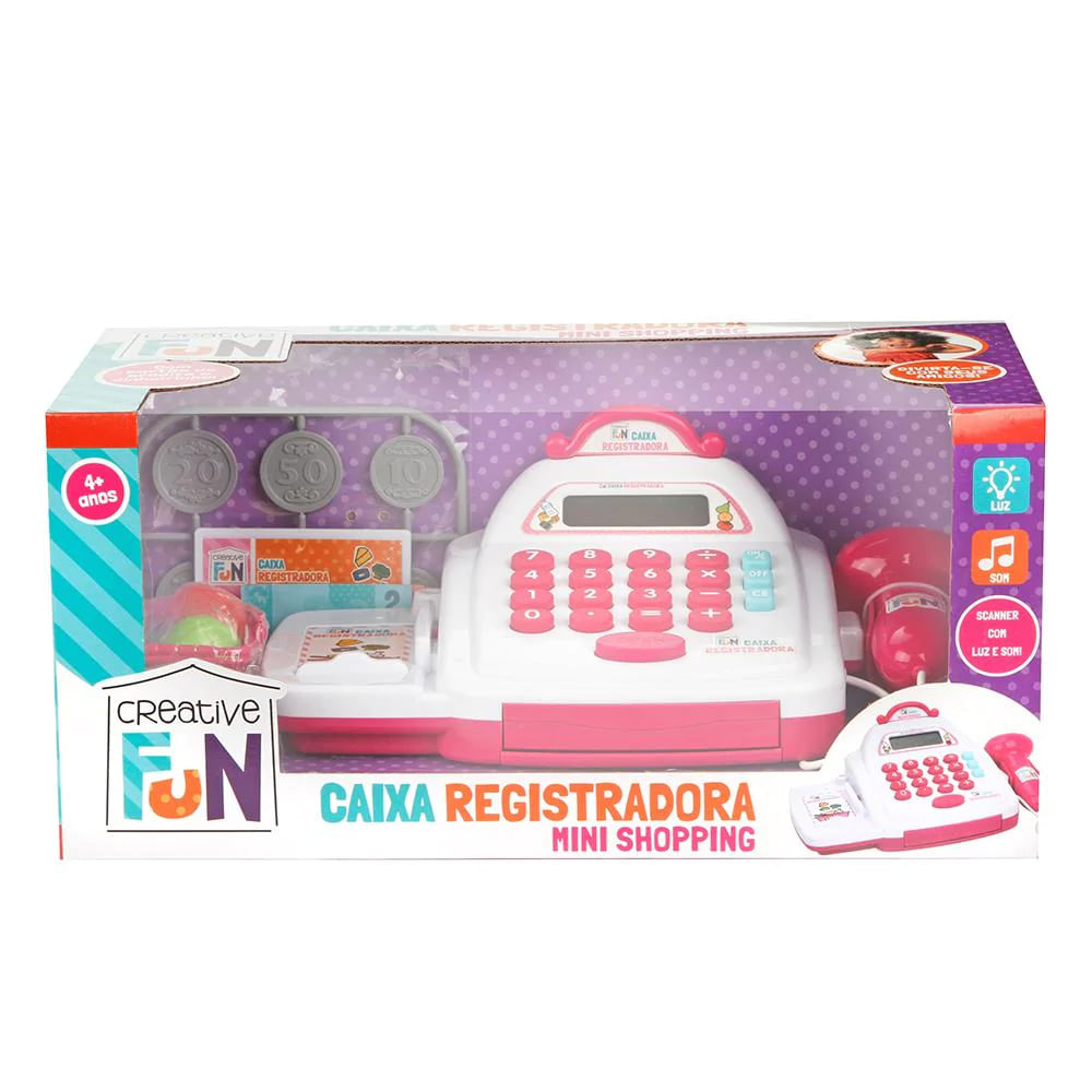 Encontraproduto.com.br - Caixa Registradora Creative Fun Multikids Mini Shopping - Rosa MULTIKIDS