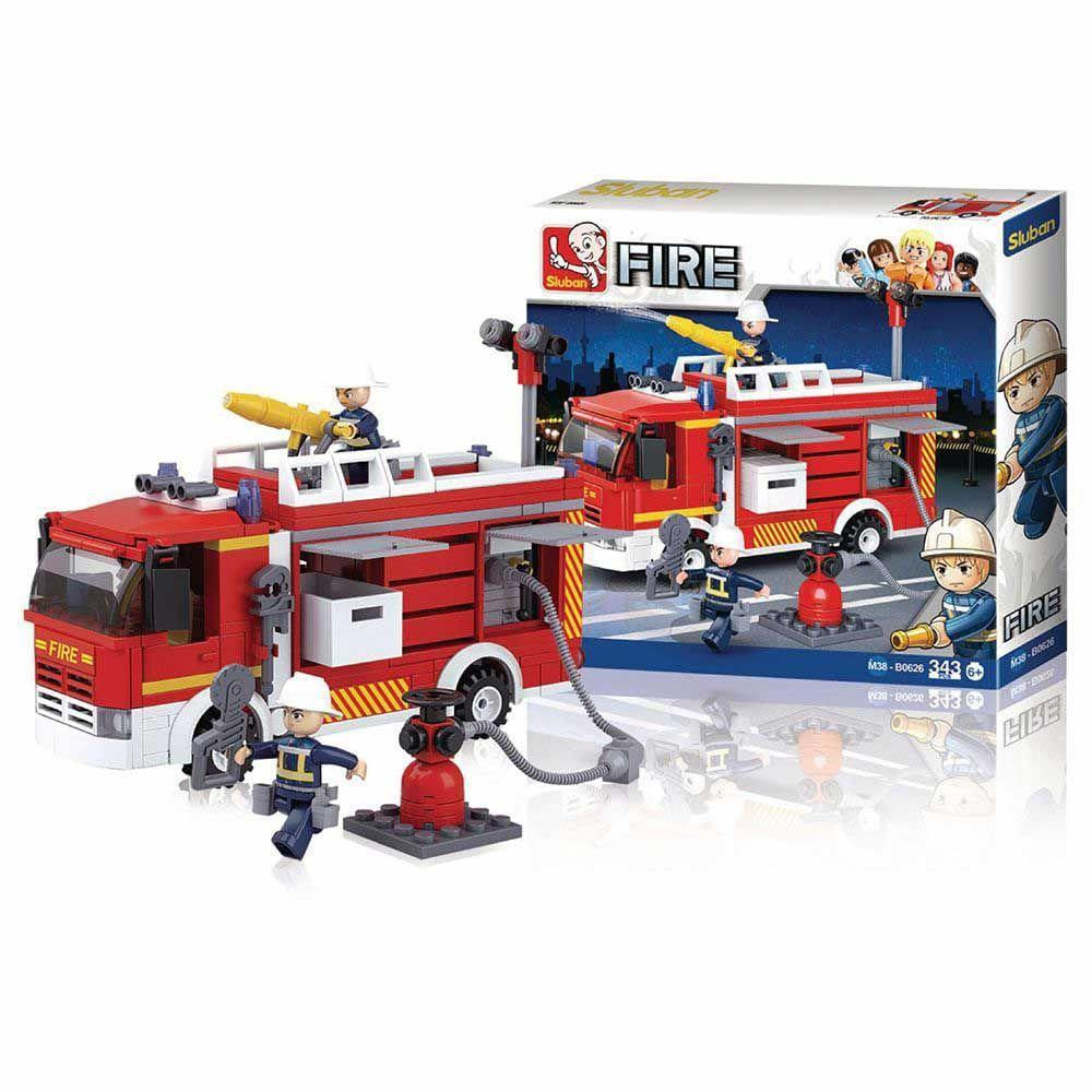 Encontraproduto.com.br - Blocos Caminhão De Bombeiros Com Hidrante 343 Peças Multikids Br1199