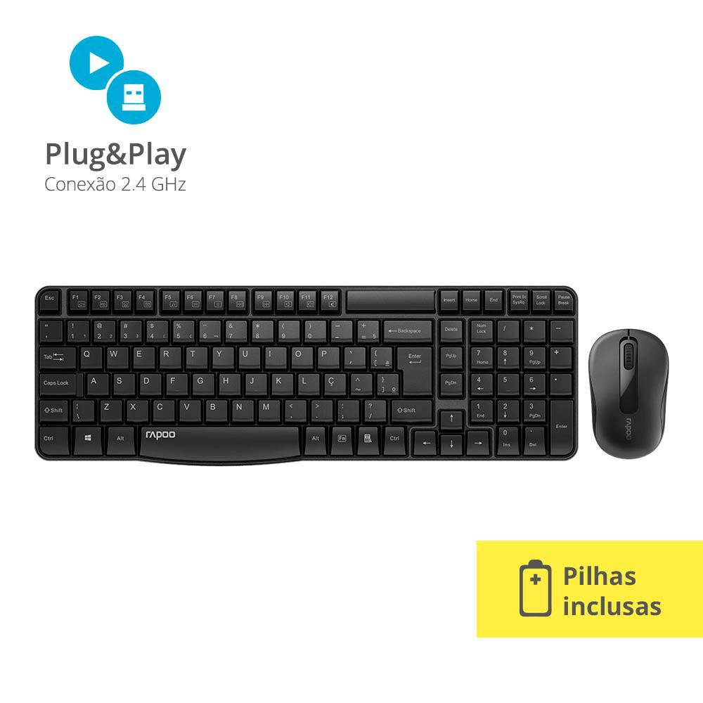 Teclado e Mouse sem Fio X1800S RA001 Rapoo