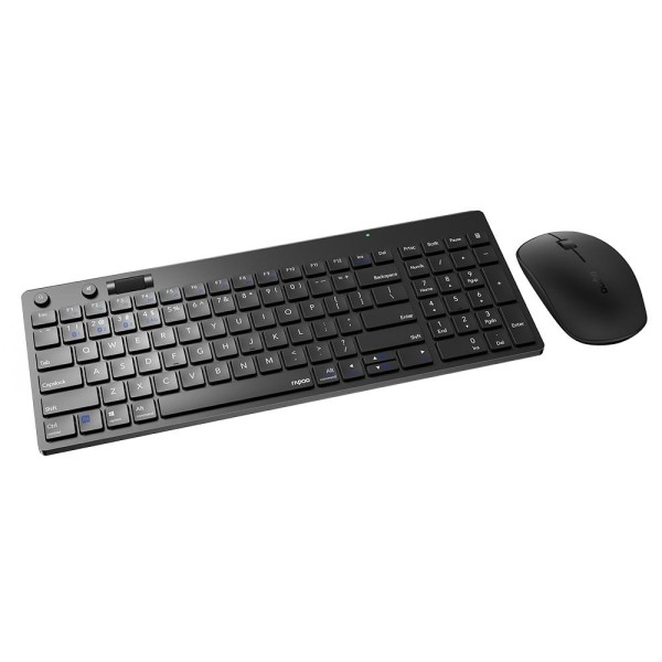 Encontraproduto.com.br - Teclado E Mouse Rapoo Bluetooth 2.4 Ghz Black Com Pilha