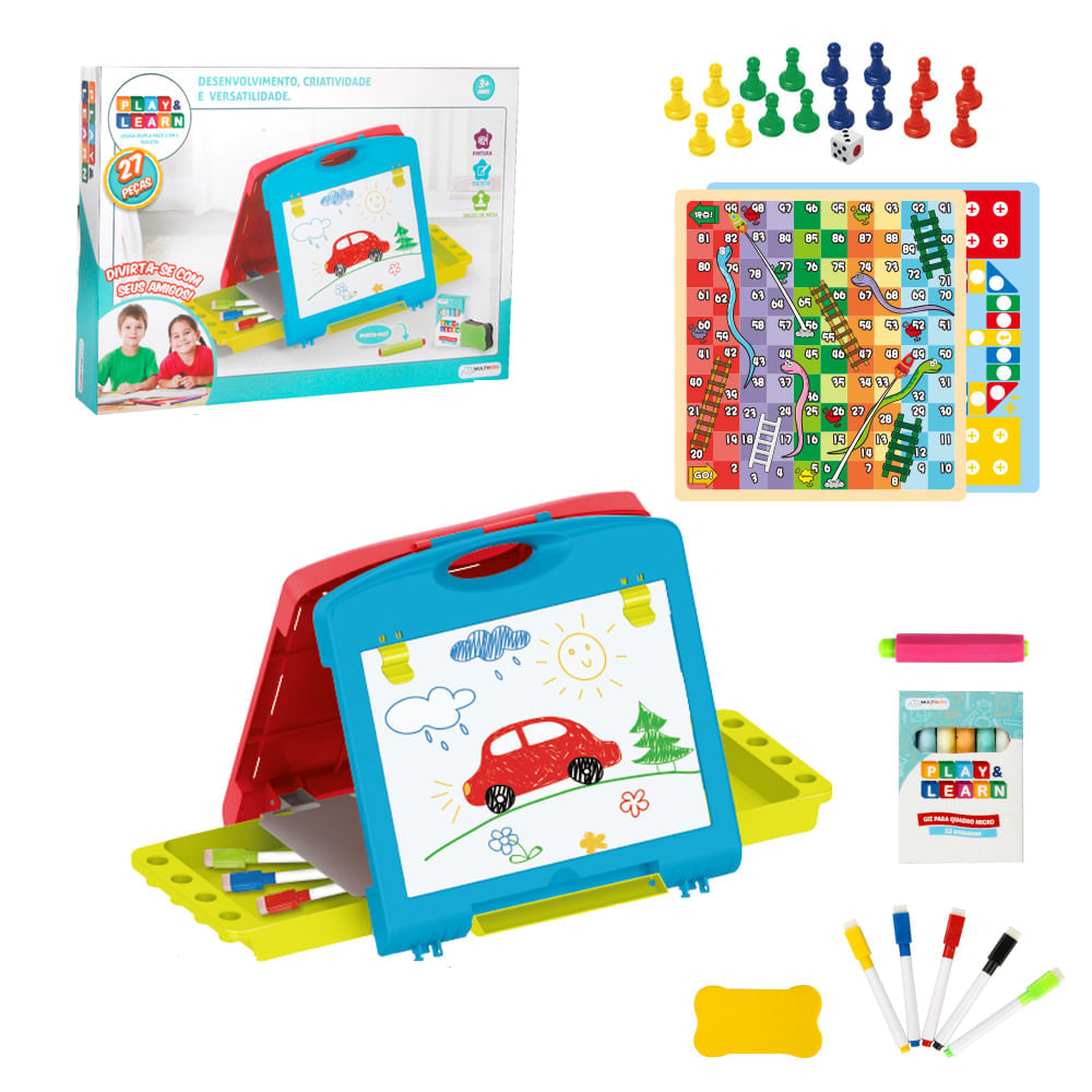 Encontraproduto.com.br - Play E Learn Lousa Magica 2 em 1 Maleta MULTIKIDS