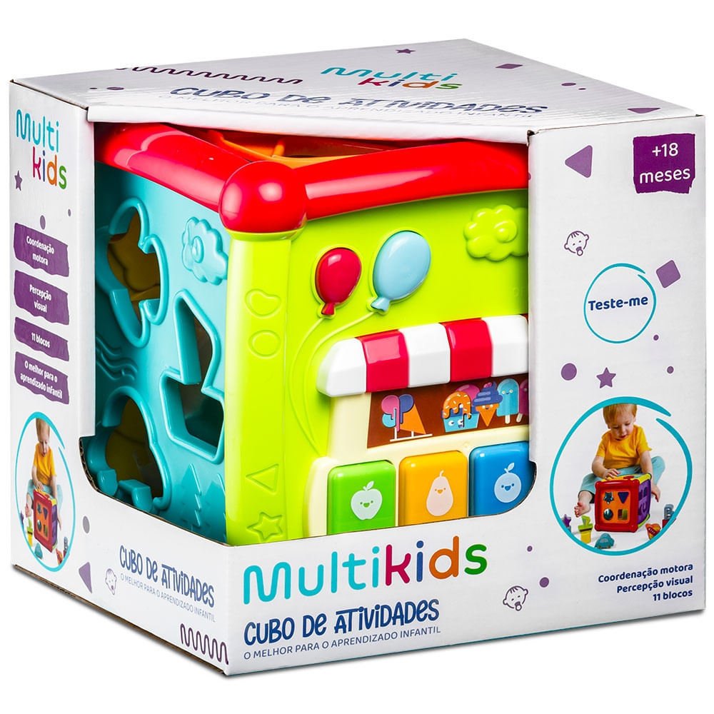 Encontraproduto.com.br - Cubo de Atividades com Som e 11 Blocos Multikids Baby - BR1241