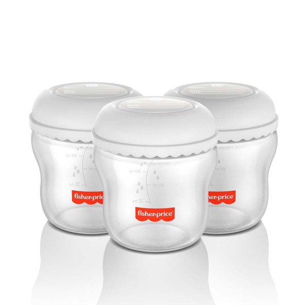Encontraproduto.com.br - Kit 3 Frascos para Armazenar Leite 150 ml Moms Essentials Frisher Price - BB1077