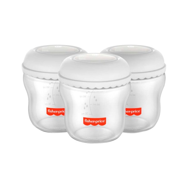 Encontraproduto.com.br - Kit 3 Frascos para Armazenar Leite 150 ml Moms Essentials Frisher Price - BB1077