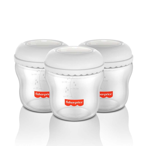 Encontraproduto.com.br - Kit 3 Frascos para Armazenar Leite 150 ml Moms Essentials Frisher Price - BB1077
