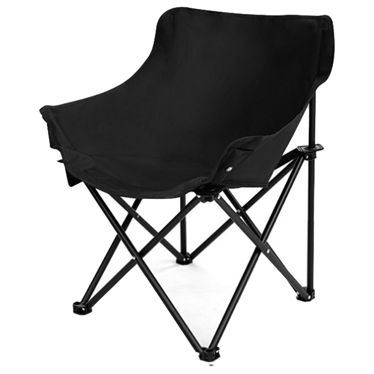 Cadeira Dobrável Lua Tecido Oxford Confortável Ar Livre Camping Pesca Praia Preta WCT FITNESS
