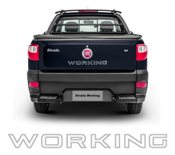Encontraproduto.com.br - Emblema Tampa Tras Fiat Strada Working 14 Branco