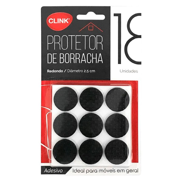 Protetor de Borracha Adesivo Redondo 2,5cm 18 unid Clink