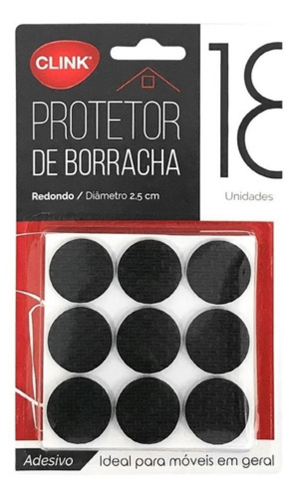 Protetor de Borracha Adesivo Redondo 2,5cm 18 unid Clink