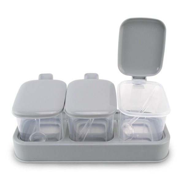 Encontraproduto.com.br - Porta Condimentos de Plástico com Colher Cores Sortidas Clink