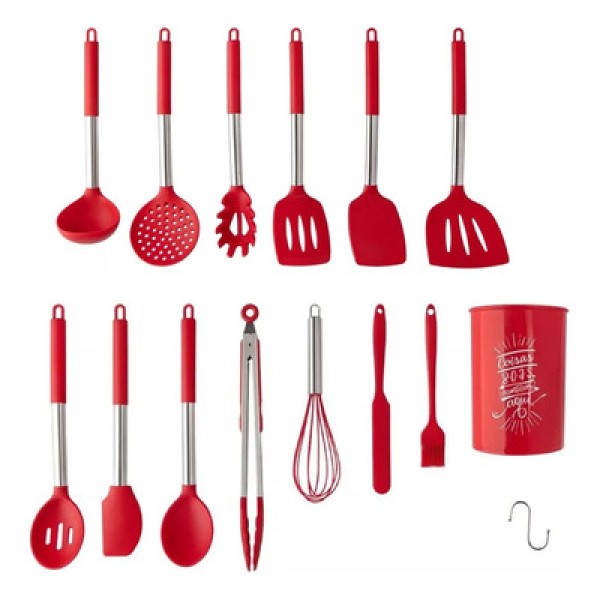 Kit Utensílios de Cozinha 14 Peças em Silicone Clink