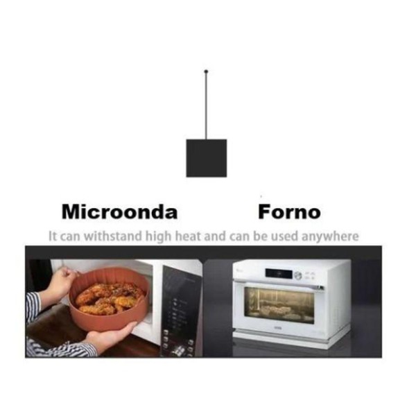 Encontraproduto.com.br - Forma Silicone Cozimento Com Alca Para Air Fryer Microondas