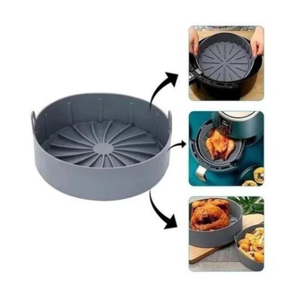 Encontraproduto.com.br - Forma Silicone Cozimento Com Alca Para Air Fryer Microondas