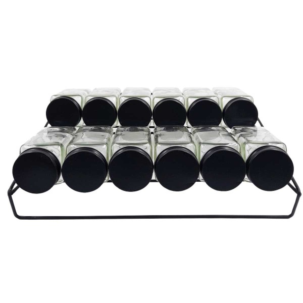 Encontraproduto.com.br - Porta Tempero C/ Suporte 12 Peças 120ml em Vidro Clink