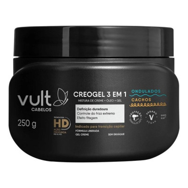 Creogel 3 em 1 250g Ondulados e Cachos - Vult Cabelos