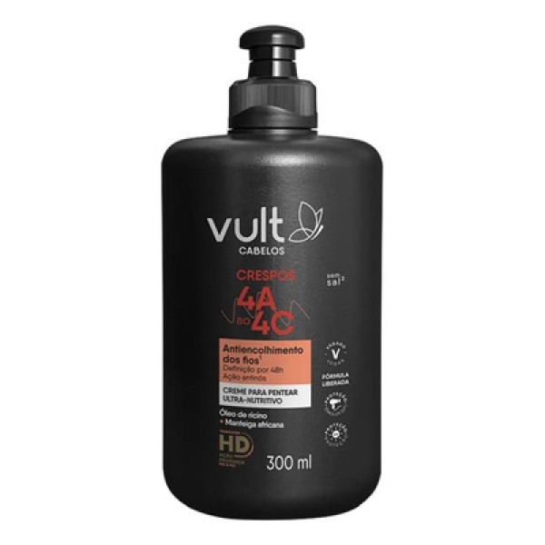 Creme Para Pentear Ultra Nutritivo Cabelos Crespos 4A a 4C 300ml