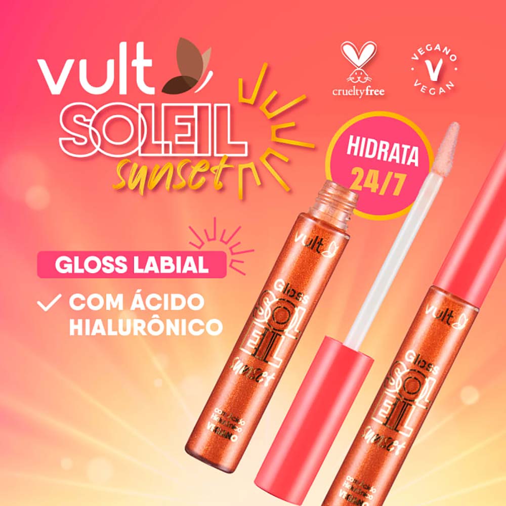 Encontraproduto.com.br - Gloss Labial Praiana Soleil Sunset Vult 5,2ml