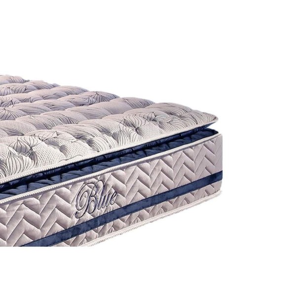 Encontraproduto.com.br - Cama Box Casal: Colchão Molas Masterpocket Ensacadas Paropas Blue + Base Crc Rústico Black (138x188)