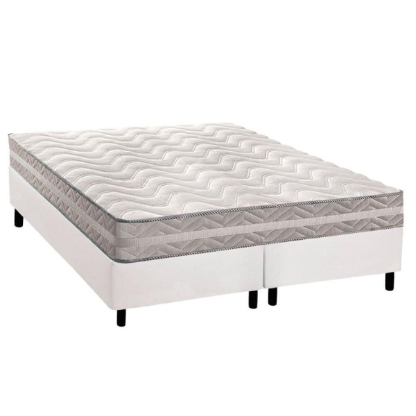 Encontraproduto.com.br - Conjunto Box Queen Colchão Anatômico Paropas D28 Master Ag80 Prata Double Face 17 + Base Crc Courano White (158x198)