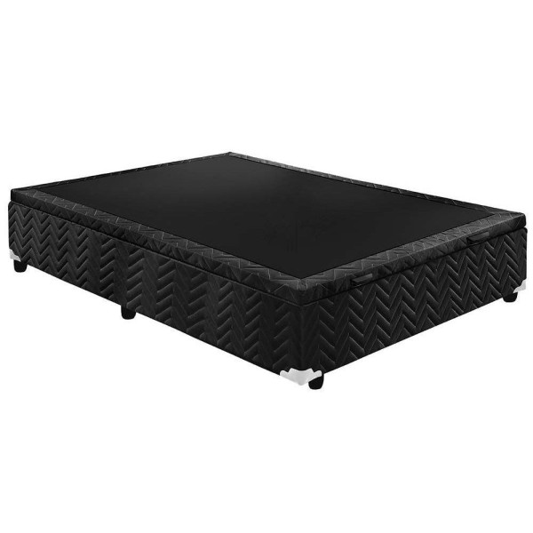 Encontraproduto.com.br - Cama Box Baú Queen Colchão Espuma D45 Paropas Pasquale + Base Crc Suede Black(158x198)