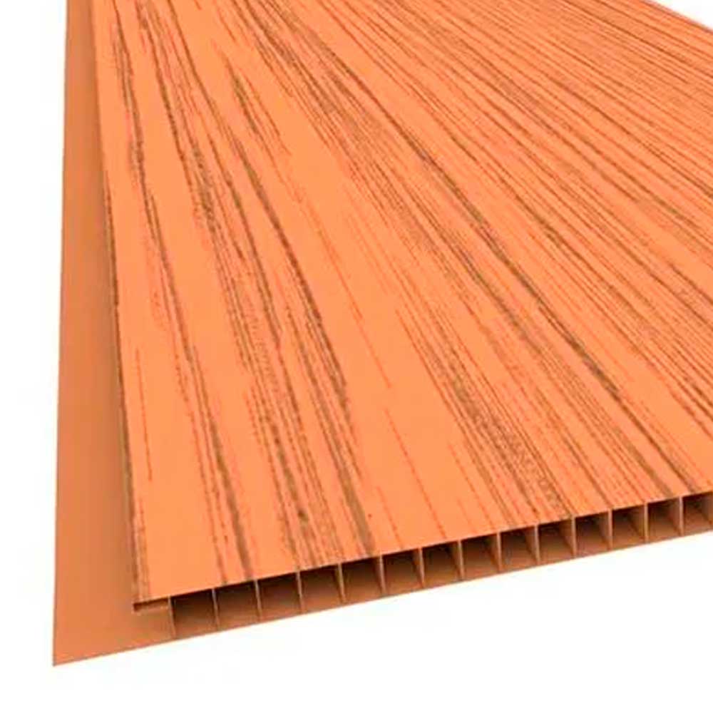 Encontraproduto.com.br - Forro PVC Liso Junta Seca Relevo 7mm X 20cm X 7m Plasbil Cerejeira