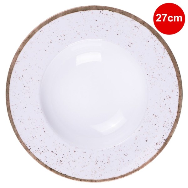 Prato Pasta/Risoto em Porcelana Decorada 27cm Rústico Marron Tramontina