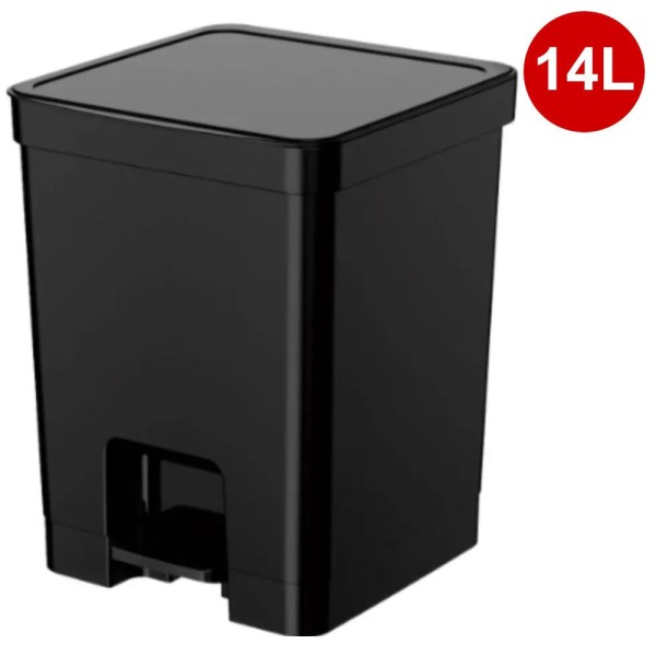 Lixeira Plástica 14 Litros Quadrada com Pedal cor Preta Ref. 397 Nitron