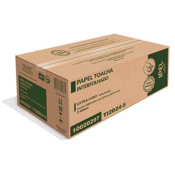 Encontraproduto.com.br - Papel Toalha Interfolha 2 Dobras Folha Simples Light 5.000 folhas Ipel