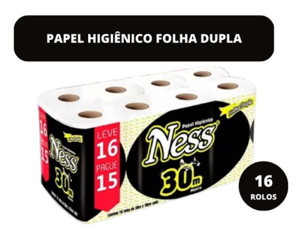 Papel Higiênico Folha Dupla 30m Leve 16 Pague 15 Ness