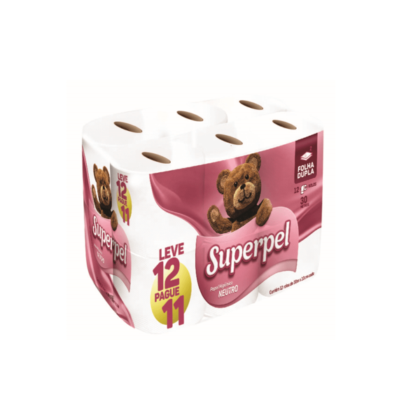 Encontraproduto.com.br - Papel Higiênico SUPERPEL Neutro Folha Dupla com 12 Unidades 30m Leve 12 Pague 11