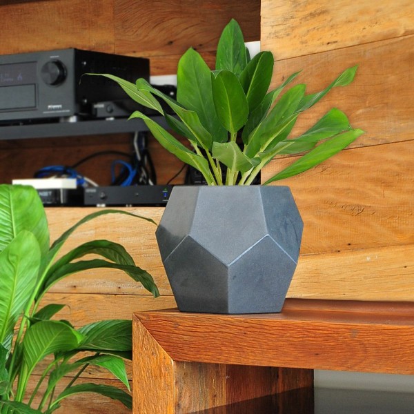 Encontraproduto.com.br - Vaso Geo 12 Faces 17 X 23 Cm Cor 18 - Antique Preto