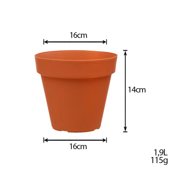 Encontraproduto.com.br - Vaso para Plantas em Polietileno Sampa Terracota 16X14CM - I.SAMP.016.014.12- Vasart