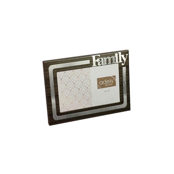 Porta-retratos em alumínio Adely Decor Lumini 10x15cm cinza com textura prata