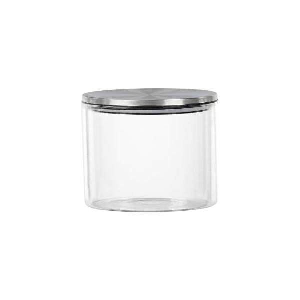 Pote em vidro borosilicato com tampa Zahav 550ml prata