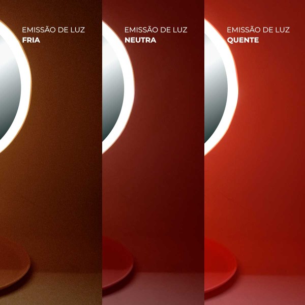 Encontraproduto.com.br - Espelho de Mesa C/ LED 28x18,5cm em Plástico Fu Xing