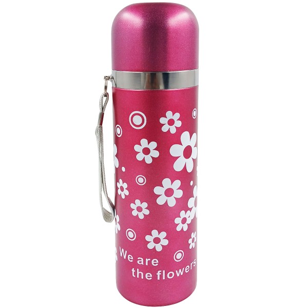 Encontraproduto.com.br - Garrafa Flores C/ Alça 470ml em Alumínio Fu Xing