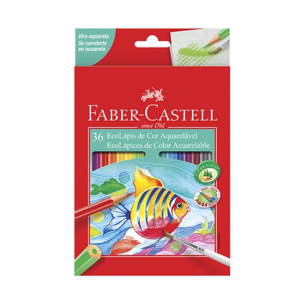 Encontraproduto.com.br - Estojo Ecolápis de Cor - Aquarelavel - 36 cores - Faber Castell (120236g)
