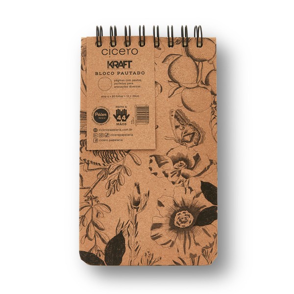 Encontraproduto.com.br - Bloco Wire-o Kraft Pautado 12x20 Botânica