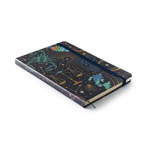 Encontraproduto.com.br - Caderneta Pontada Astral Cartas do Zodíaco Azul 80 g/m² 14,0 x 21,0 cm com 160 Páginas Cicero