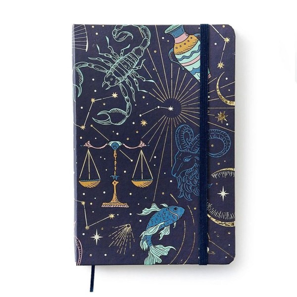 Encontraproduto.com.br - Caderneta Pontada Astral Cartas do Zodíaco Azul 80 g/m² 14,0 x 21,0 cm com 160 Páginas Cicero