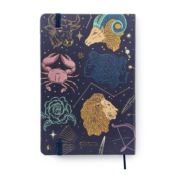 Encontraproduto.com.br - Caderneta Pontada Astral Cartas do Zodíaco Azul 80 g/m² 14,0 x 21,0 cm com 160 Páginas Cicero