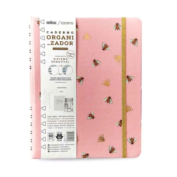Caderno Organizador Melissa Colméia 14,8 x 21,0 cm 80 Folhas Cicero