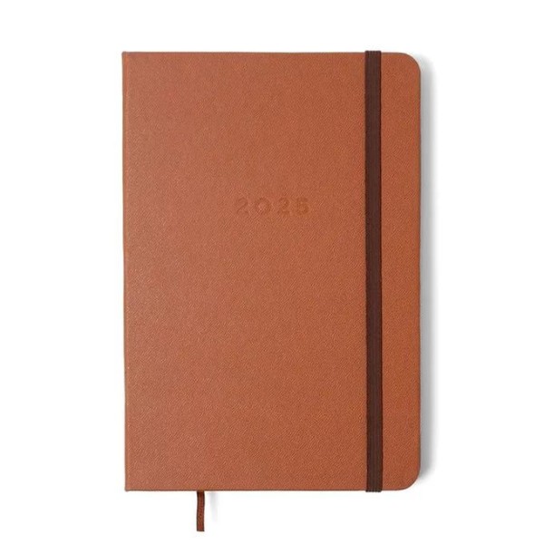 Encontraproduto.com.br - Agenda 2025 Semanal Clássica Anotações 14x21 Caramelo Costurada Cicero