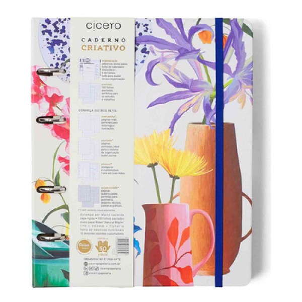 Caderno Argolado Criativo Atelie Off White 17,0 x 24,0 cm 100 folhas Cicero