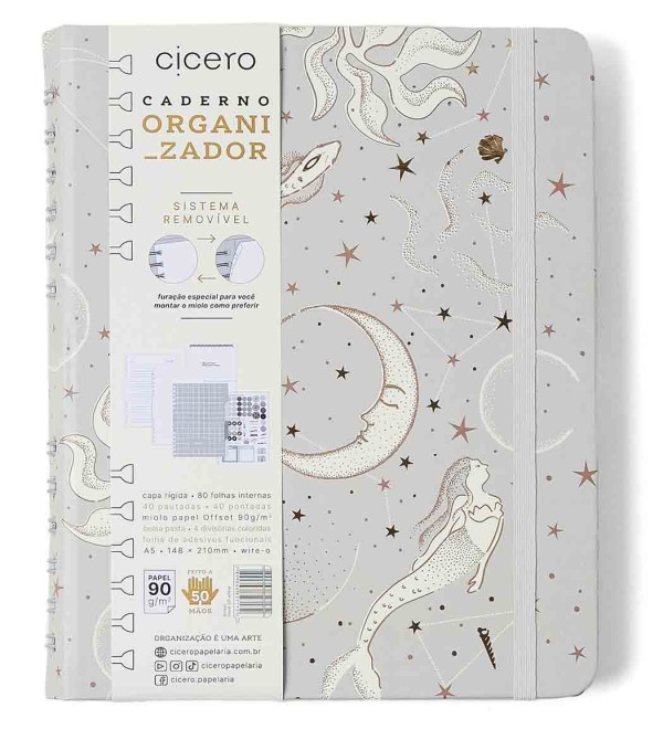Caderno Organizador Astral Maré Off White 14,8 x 21,0 cm 80 Folhas Cicero