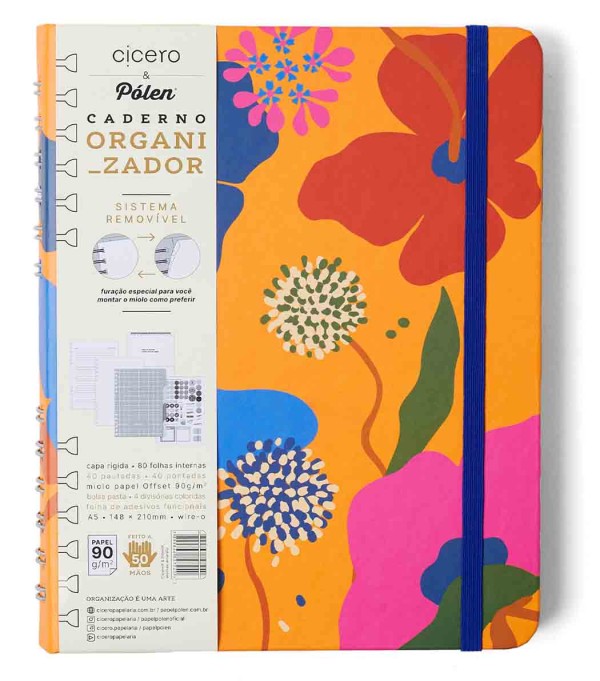 Caderno Organizador Polén Aromas Amarelo 14,8 x 21,0 cm 80 Folhas Cicero