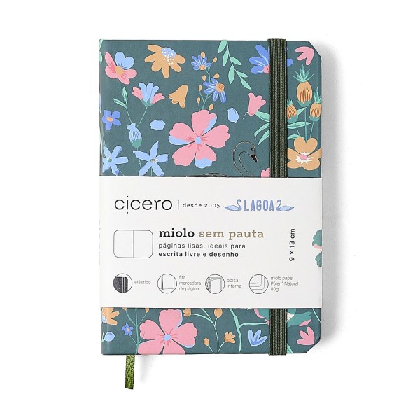 Encontraproduto.com.br - Caderneta Lagoa Sem Pauta 9x13 Cisne Floral Verde